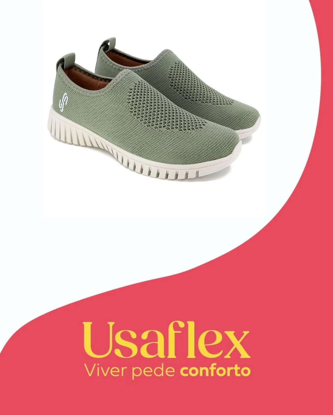 Tênis Usaflex slip on verde em malha